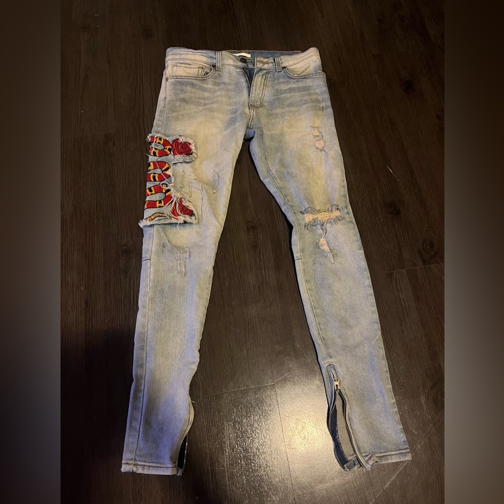 Golden Denim Snake & Roses Jeans | Size 30x34